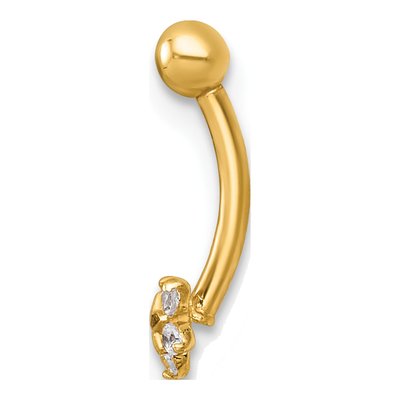 14K Gold CZ Flower Eyebrow Ring – view 3