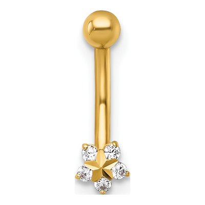 14K Gold CZ Flower Eyebrow Ring – view 4