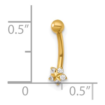 14K Gold CZ Flower Eyebrow Ring – view 5