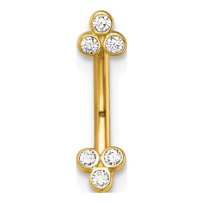 14K Gold 16G CZ Eyebrow Ring – view 4