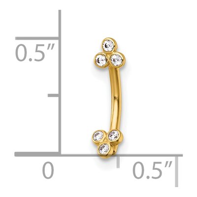 14K Gold 16G CZ Eyebrow Ring – view 5