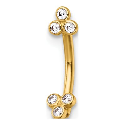 14K Gold 16G CZ Eyebrow Ring