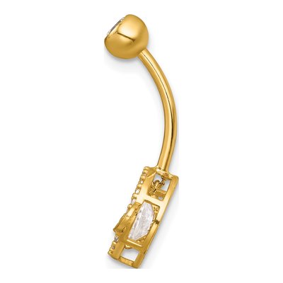 14K Yellow Gold CZ Saturn Navel Ring – view 3