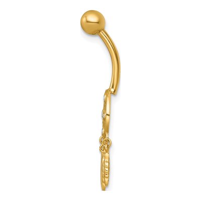 14K Yellow Gold CZ Dream Catcher Navel Ring – view 3