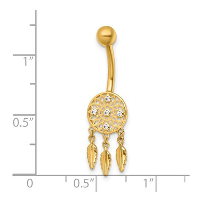 14K Yellow Gold CZ Dream Catcher Navel Ring – view 5