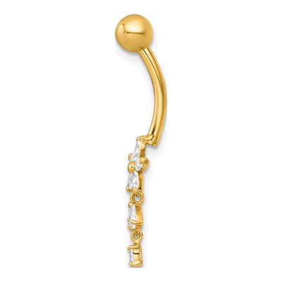 14K Yellow Gold CZ Dangling Flower Navel Ring – view 3