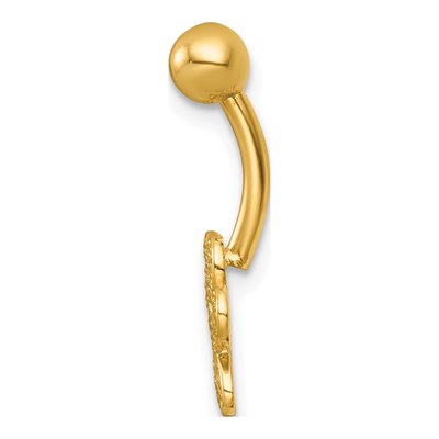 14K Yellow Gold CZ Pawprint Navel Ring – view 3