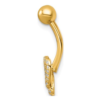 14K Yellow Gold CZ Butterfly Navel Ring – view 3