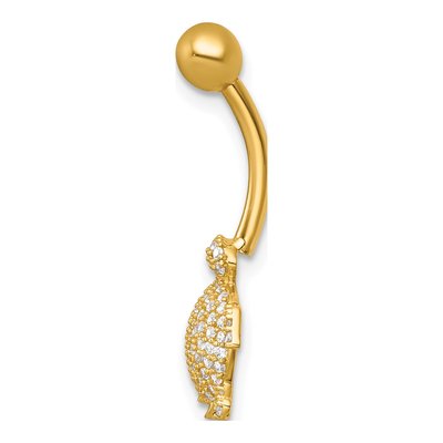 14K Gold CZ Turtle Navel Ring – view 3