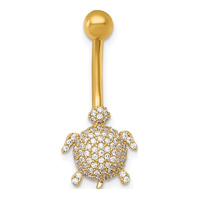 14K Gold CZ Turtle Navel Ring – view 4