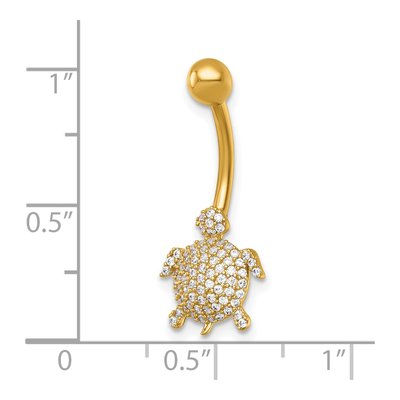14K Gold CZ Turtle Navel Ring – view 5