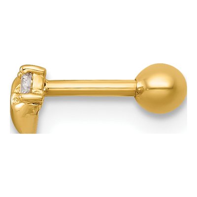 14K Yellow Gold CZ Heart Labret Stud – view 3