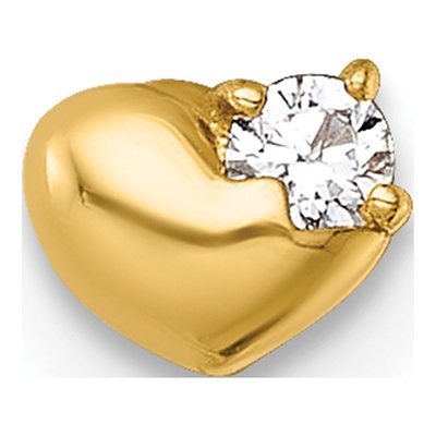 14K Yellow Gold CZ Heart Labret Stud – view 4