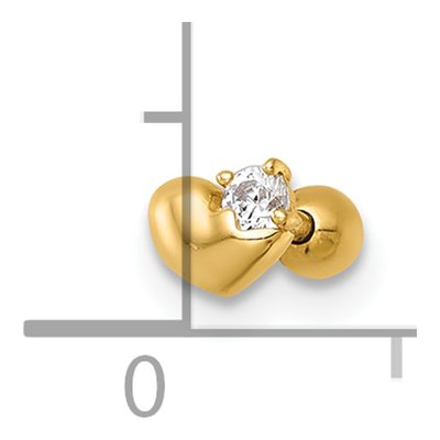 14K Yellow Gold CZ Heart Labret Stud – view 5