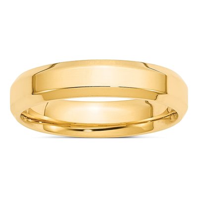 14K Yellow Gold 5mm Beveled Comfort-Fit Wedding Band