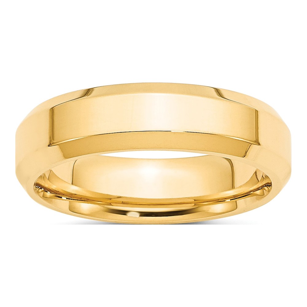 14K Yellow Gold 6mm Beveled Edge Wedding Band
