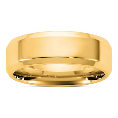 14K Yellow Gold 6.5mm Beveled Comfort-Fit Wedding Band