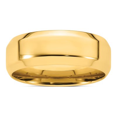 14K Yellow Gold 8mm Domed Comfort-Fit Wedding Band