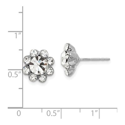 1928 Silver-tone Clear Crystal Button Earrings – view 3