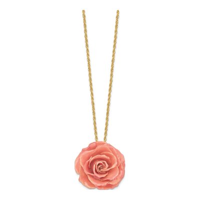 Real Rose Pendant Necklace, 20in Gold-tone Chain – view 2