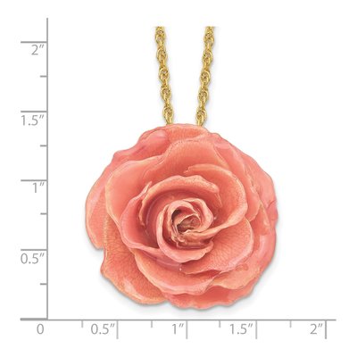 Real Rose Pendant Necklace, 20in Gold-tone Chain – view 6