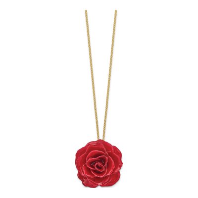 Real Rose Pendant Necklace, 20" Gold-tone Chain – view 2
