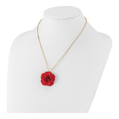 Real Rose Pendant Necklace, 20" Gold-tone Chain – view 4