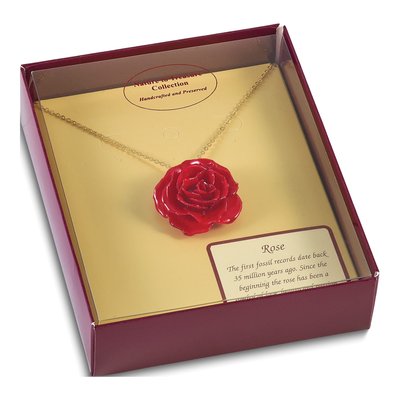 Real Rose Pendant Necklace, 20" Gold-tone Chain – view 5