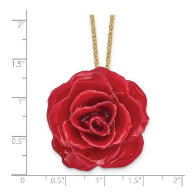 Real Rose Pendant Necklace, 20" Gold-tone Chain – view 6