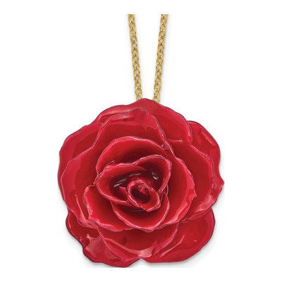 Real Rose Pendant Necklace, 20" Gold-tone Chain