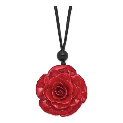 Real Red Rose Necklace on 18" Black Cord – view 2