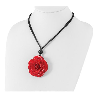 Real Red Rose Necklace on 18" Black Cord – view 4