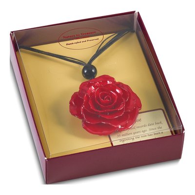 Real Red Rose Necklace on 18" Black Cord – view 5