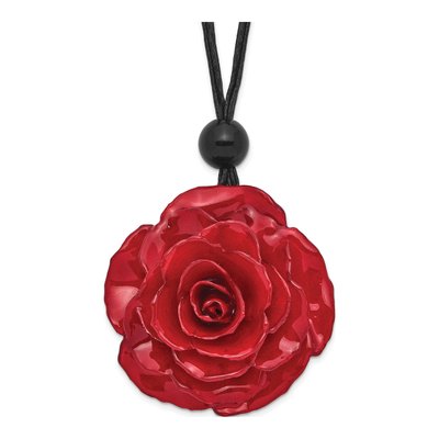 Real Red Rose Necklace on 18" Black Cord
