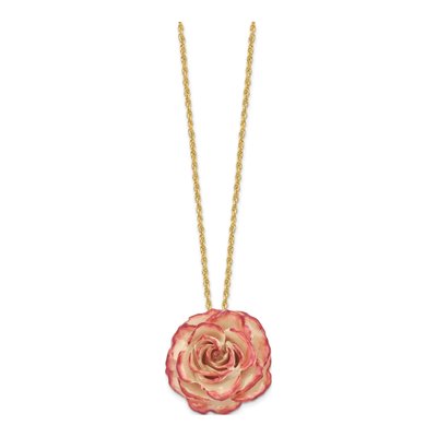Real Rose Necklace, 20in Gold-tone Chain – view 2