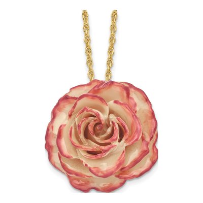 Real Rose Necklace, 20in Gold-tone Chain