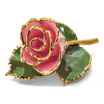 24k Gold-Trim Pink Rose Leaf Pin – view 5