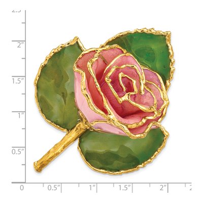 24k Gold-Trim Pink Rose Leaf Pin – view 6