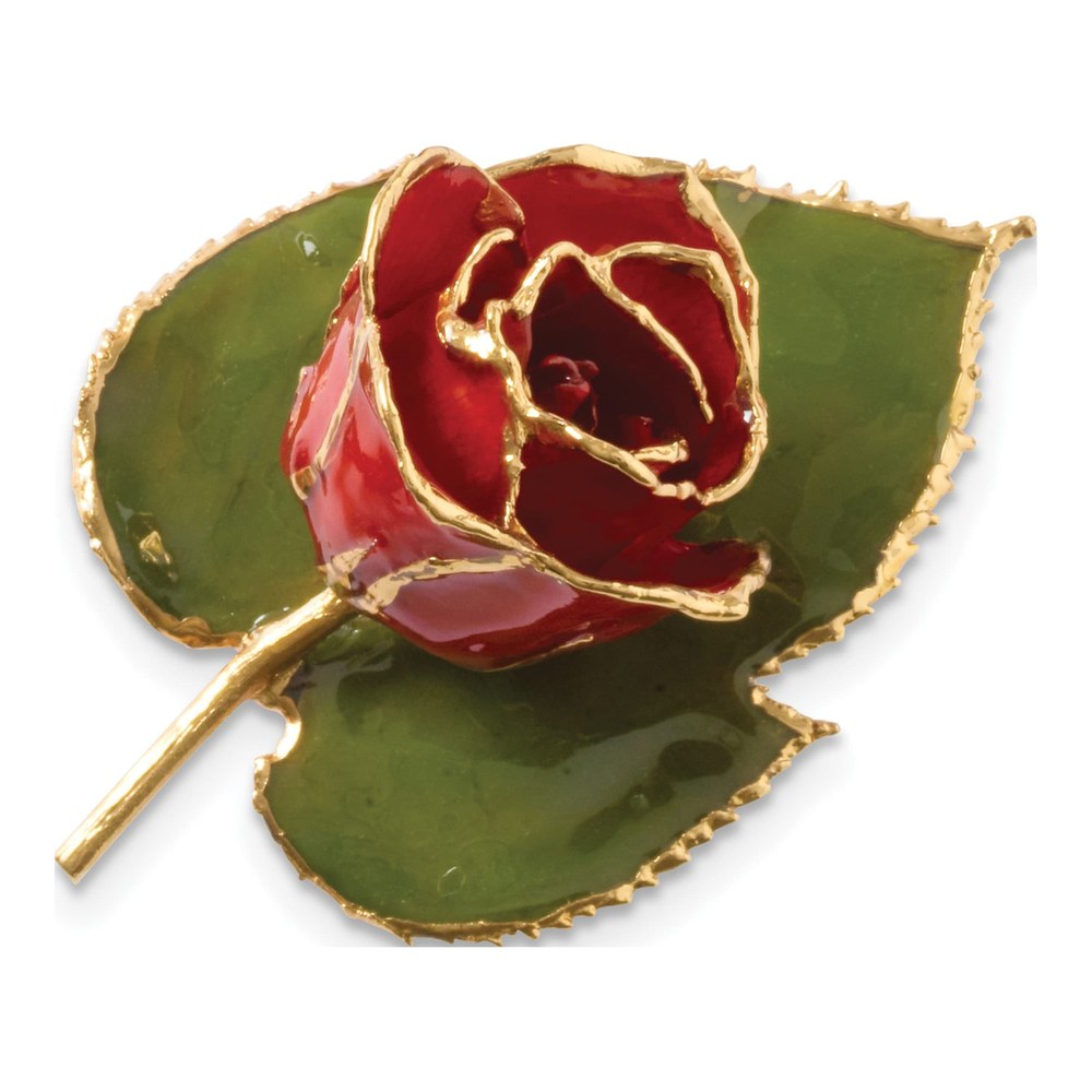 24K Gold-Trim Red Rose Pin