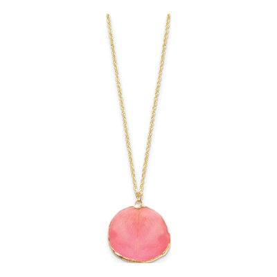 24K Gold-trim Real Rose Petal Pendant Necklace – view 2