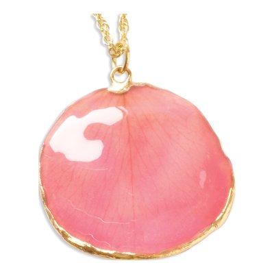 24K Gold-trim Real Rose Petal Pendant Necklace