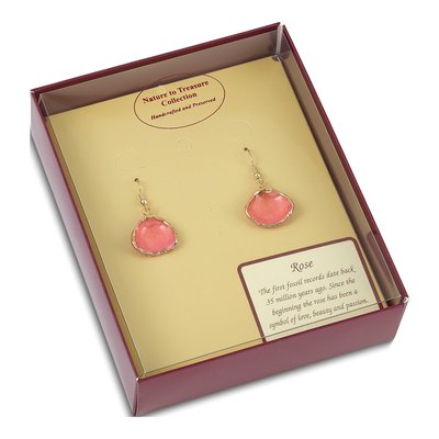 Real Rose Petal Gold-tone Dangle Earrings – view 4