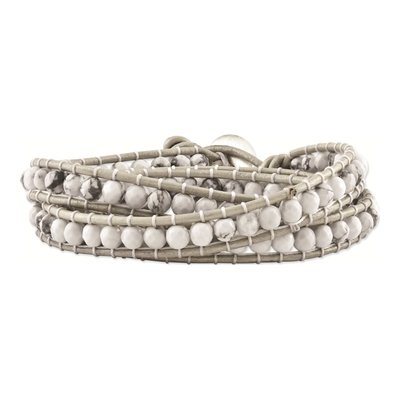 White Howlite & Leather Multi-Wrap Bracelet