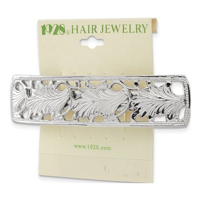 1928 Jewelry Silver-Tone Leaf Hair Barrette – view 4