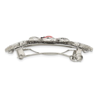 1928 Silver-Tone Pink Crystal Filigree Barrette – view 2