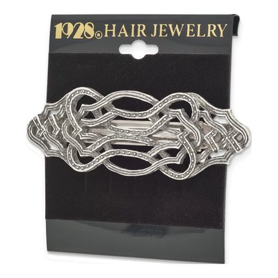 1928 Jewelry Silver-Tone Textured Hair Barrette – view 4