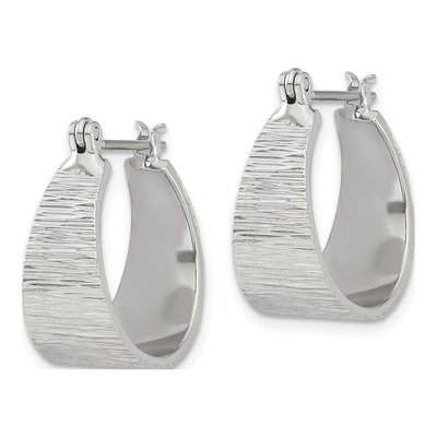 Fashion 1928 Silver-Tone Textured Small Post Hoop Earrings – view 2