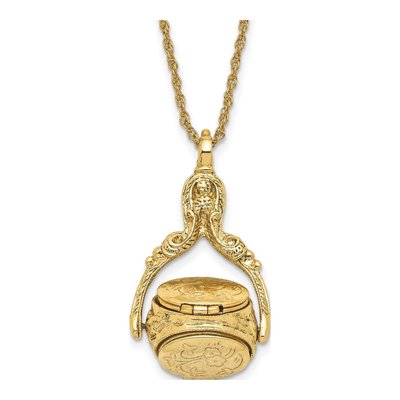 1928 Jewelry Gold-Tone Spinning Oval Locket Necklace, 30 In