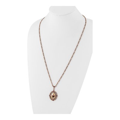 1928 Rose-Tone 28" Necklace w/ Purple Crystals – view 4