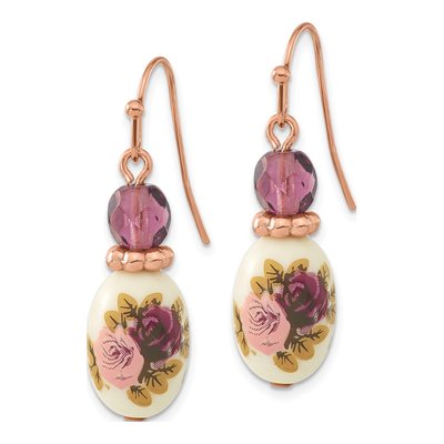 1928 Rose-tone Purple Crystal Dangle Earrings – view 2